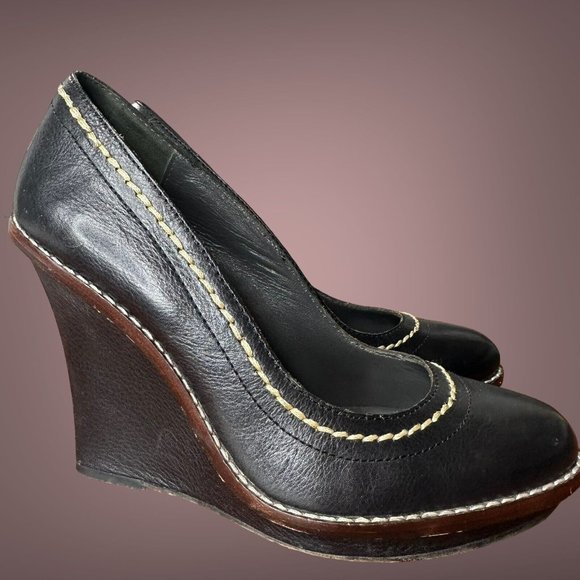 True Religion Brand Jeans Shoes - True Religion|Womens|Wedge Heels Shoes|Size 8.5|Black|100% Leather|Platform